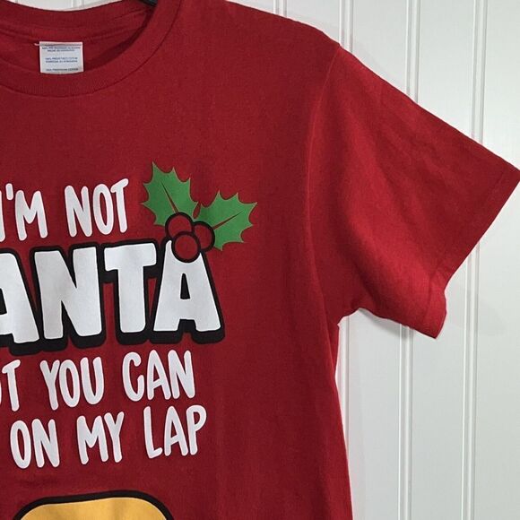 I’m Not Santa But You Can Sit On My Lap Tee Men’s Medium Red Short Slv Ugly - Picture 2 of 6
